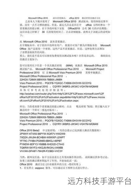 掌握 Office 2010 正版验证激活工具的正确用法